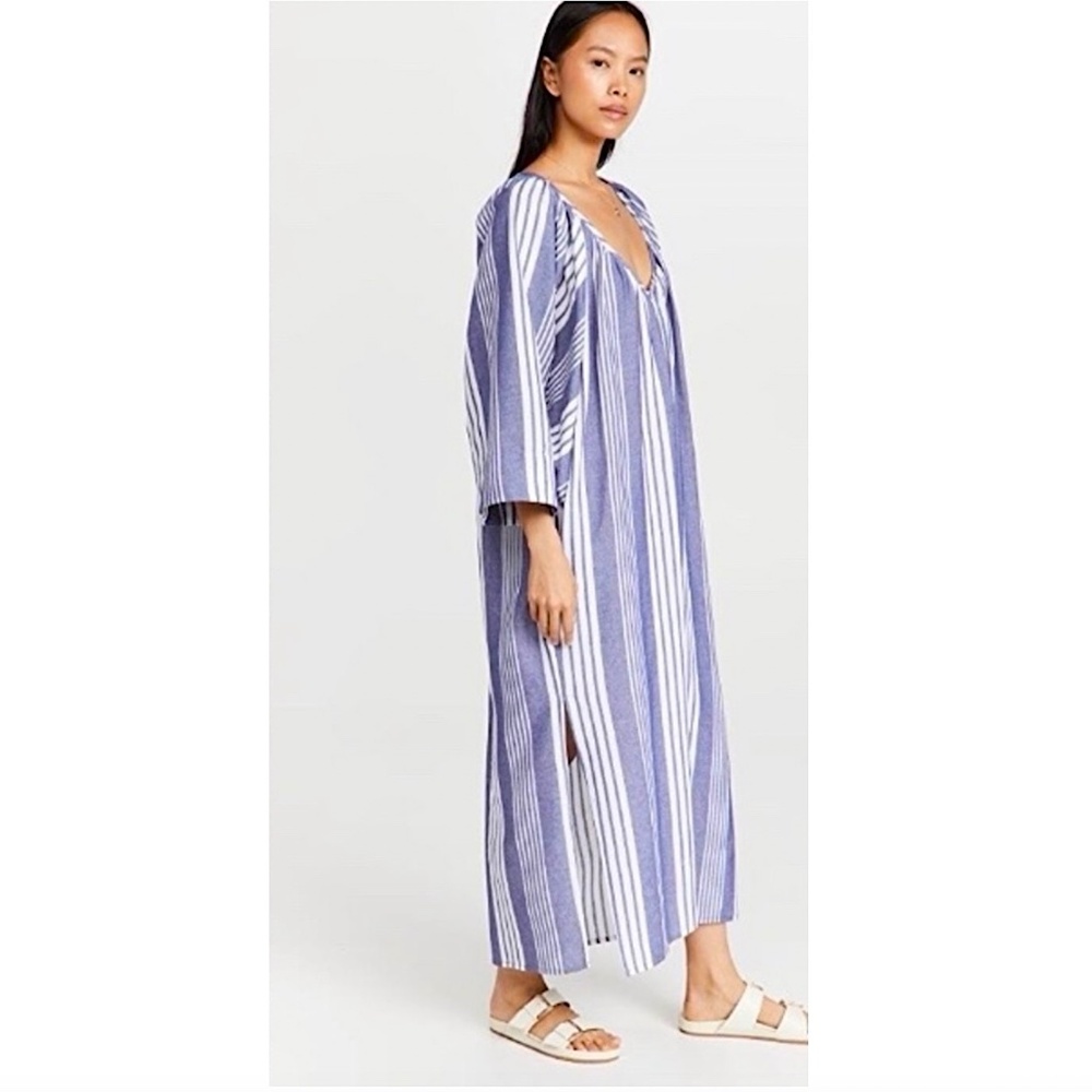 Mara Hoffman Blue and White Striped Swim Coverup